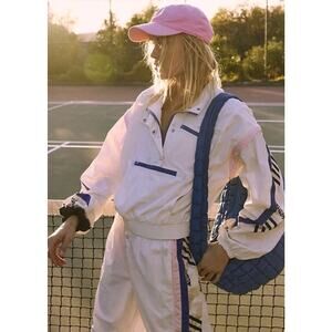 Free People Movement Track In Action Jacket Vest Ivory Combo Size XL Windbreaker